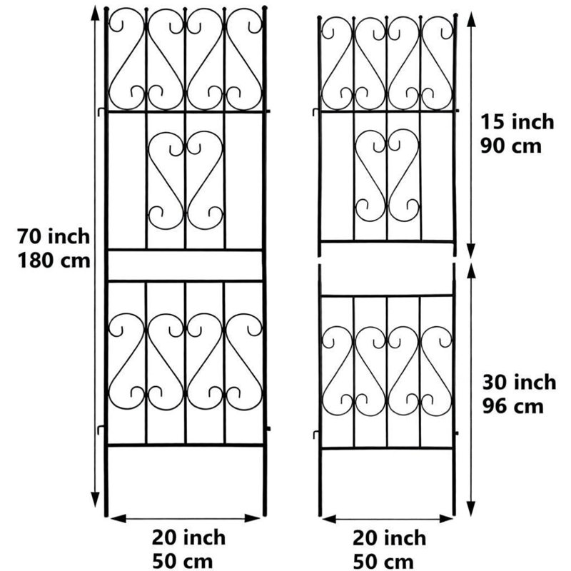 98cm H x 54.5cm W Metal Gothic