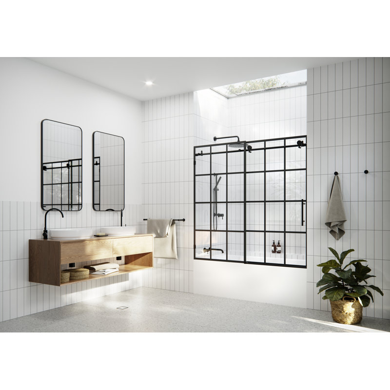 Esprit 56 in. - 60 in. x 78 in. French Monture Sliding Shower Door, Right Hand
