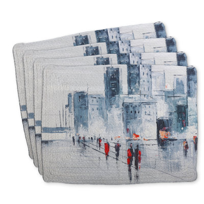 Braided Polyester Placemats Set of 4 | Walk in the City Decor