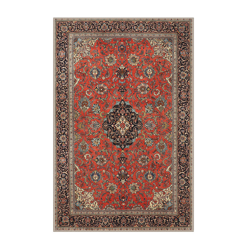 Tapis traditionnel orange / bleu / mauve Lukens, Rectangle 2 pi x 5 pi
