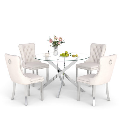 Keyari 4 - Person Pedestal Dining Set