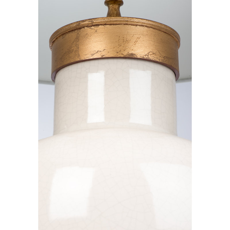 Atlantis Cove Ceramic Table Lamp with White Linen Shade