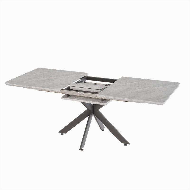 Table de salle à manger extensible en MDF gris, style campagne moderne pour la cuisine et les réceptions