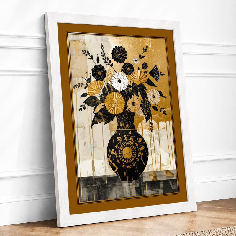 Patterned Vase Study Boho - Framed Print, A2 - 59.4 x 42.0 cm, White