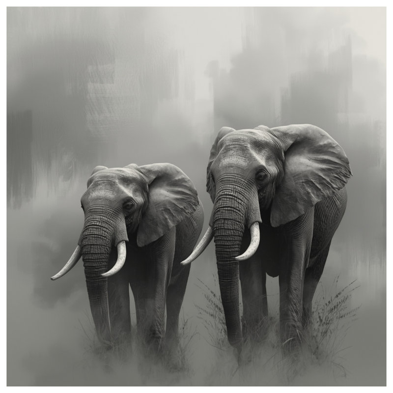 Deux housses de couette deux éléphants d'Afrique, Grand lit
