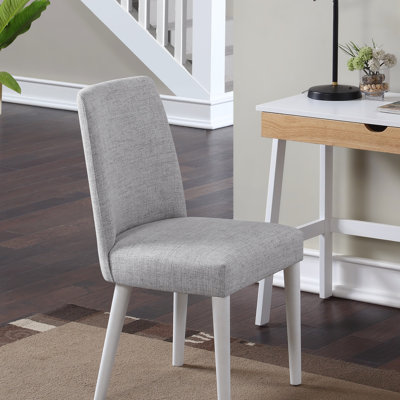 Chaise de travail confortable Taylor avec pieds en bois massif et tissu gris facile à nettoyer, parfaite pour la maison et le bureau