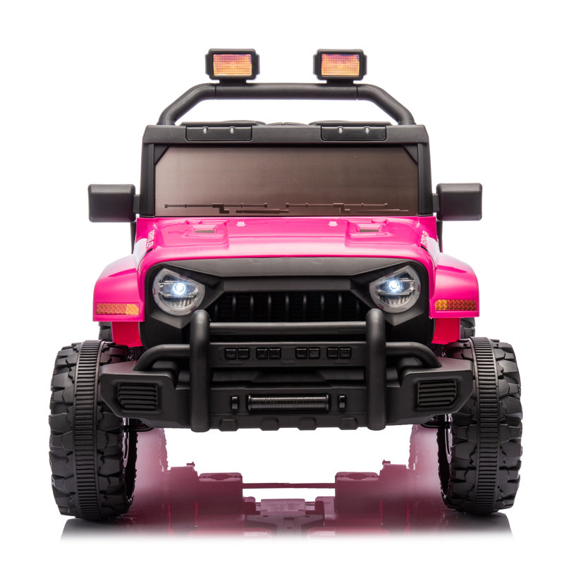 Voiture 12V pour enfants avec télécommande parentale, lumières Bluetooth et DEL, Noir / Rose