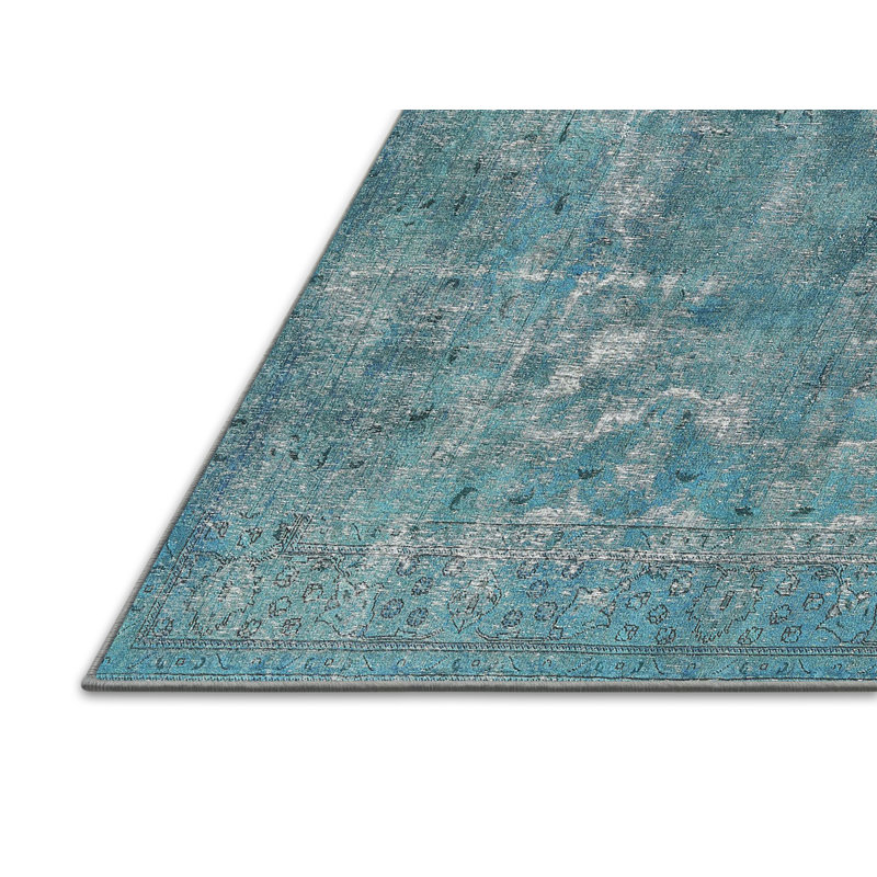 Tapis bleu ciel/gris ciel traditionnel Angiens, Rectangle 2 pi x 3 pi