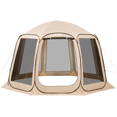 Tente moustiquaire avec moustiquaire, 12 x 11 pi, 10-12 personnes, toile moustiquaire portative avec sac de transport, côtés de filet, piquets de sol, pour jardin, patio, cour, activités de plein air, beige