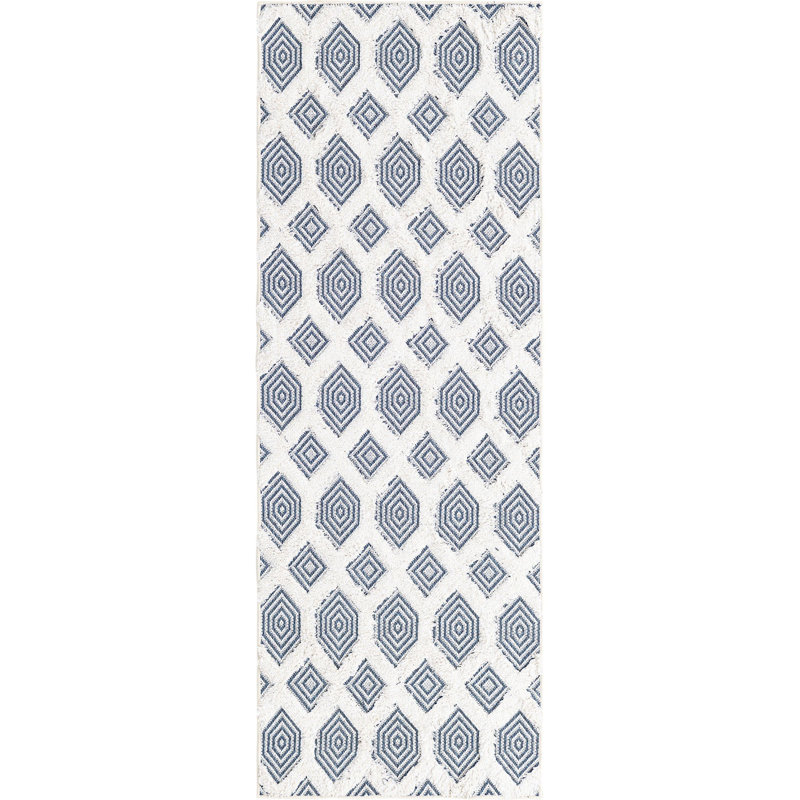 Tapis contemporain de couleur marine Chapdelaine, Tapis de couloir 2 pi 3 po x 6 pi