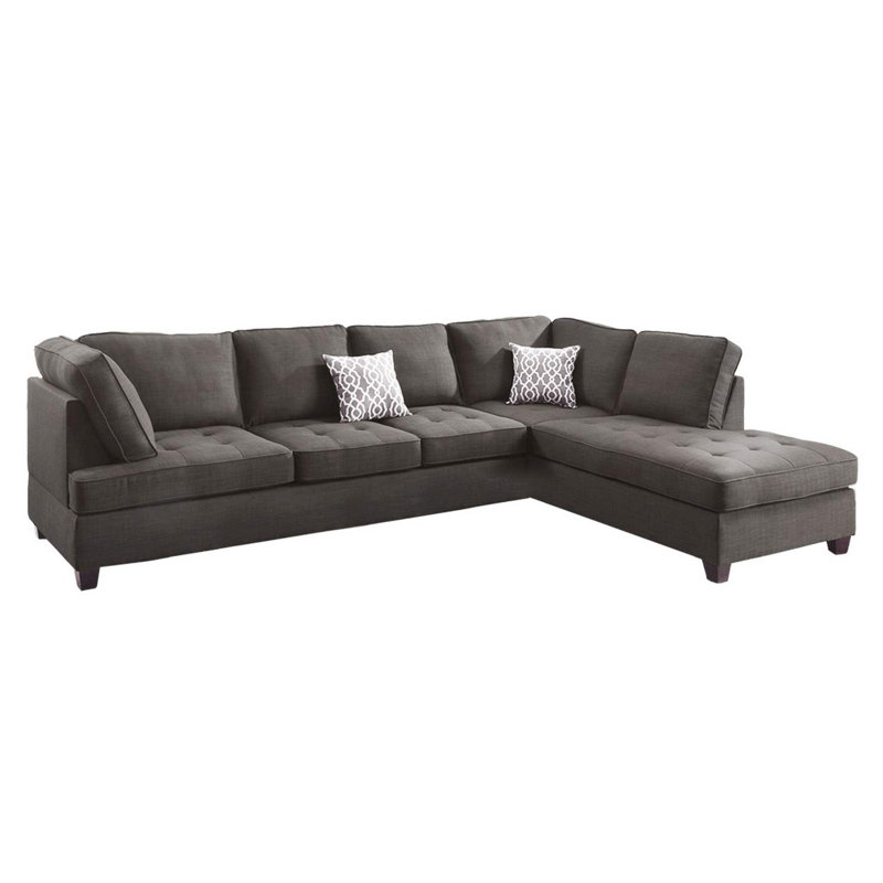 3 - Piece Upholstered Chaise Sectional, Black 