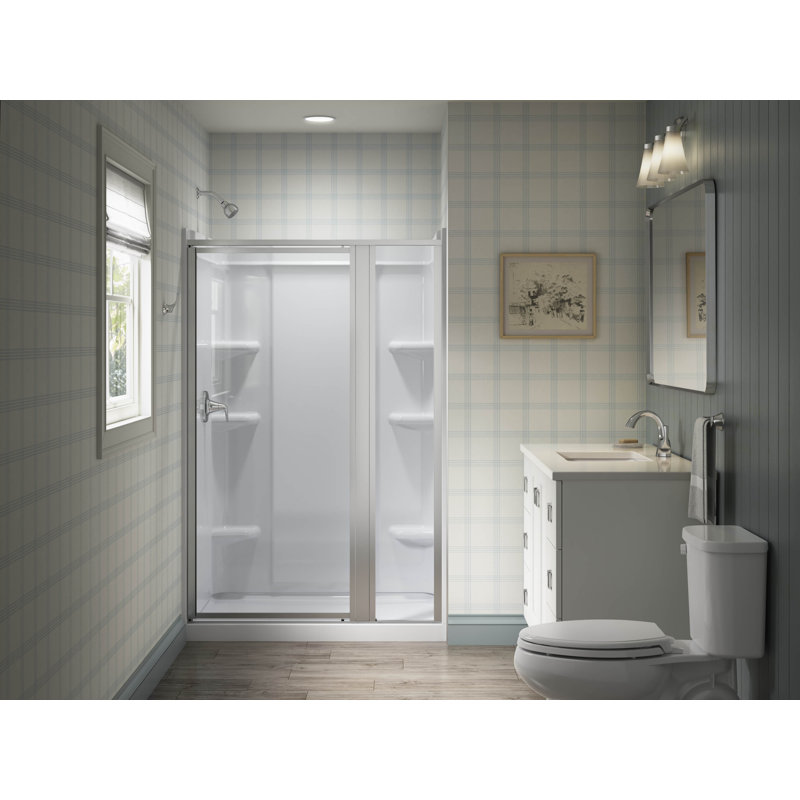 Attend 69" H Pivot Shower Door With 1/8"-Thick Glass, Silver