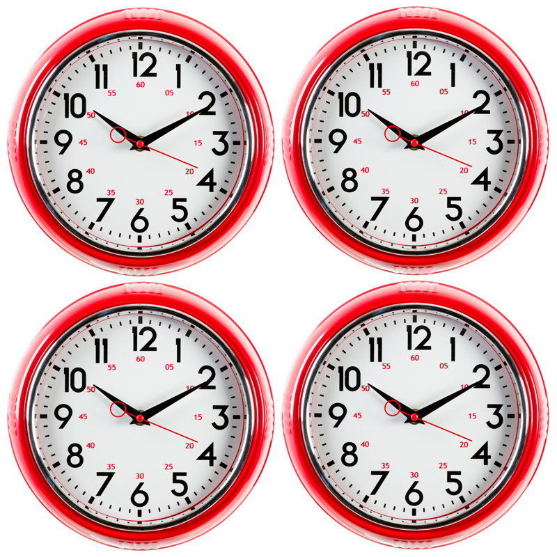 Horloge murale 9" rétro, Rouge