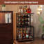 Support à vin autoportant à 3 niveaux avec porte-verre, présentoir de bar tout-en-un pour whisky, champagne et verres à pied, organisateur de bar polyvalent pour la maison