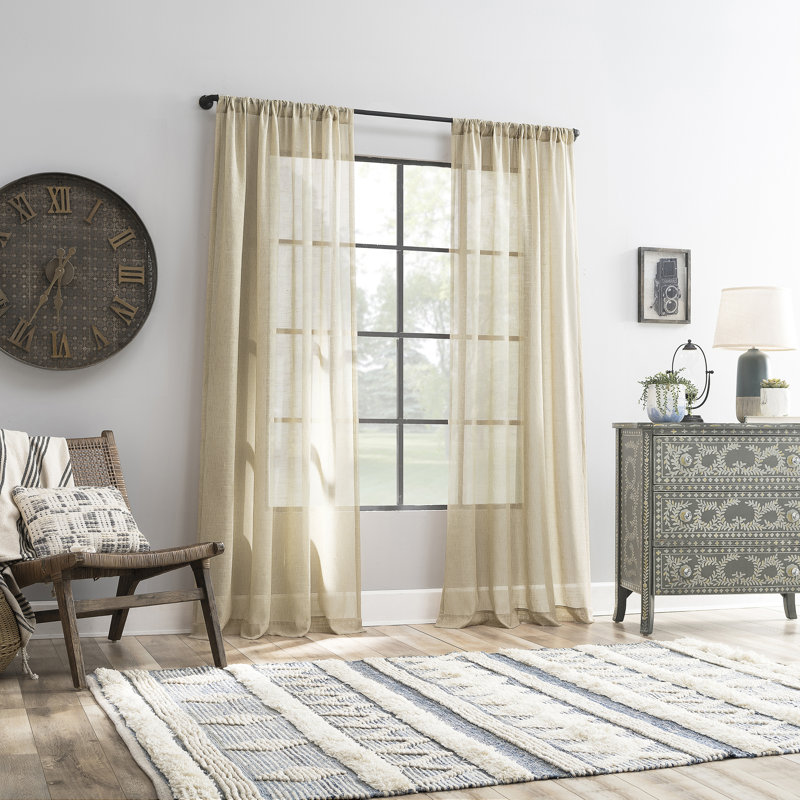 Panneau de rideau semi-transparent Akari, 52 po x 63 po, Beige