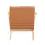 Mobilier de salon: Chaise d'appoint en bois d'hévéa massif naturel et chaise en similicuir brun-15571660-15571661