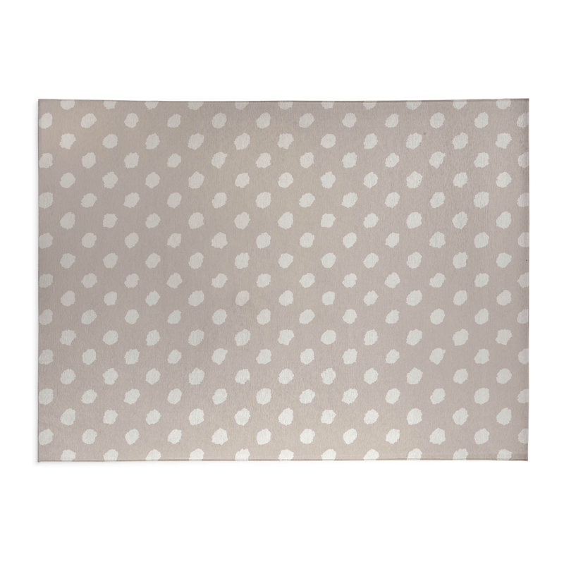 Tapis de cuisine Dot Dot, Rectangulaire 2 pi x 3 pi, Grunge à pois, Taupe