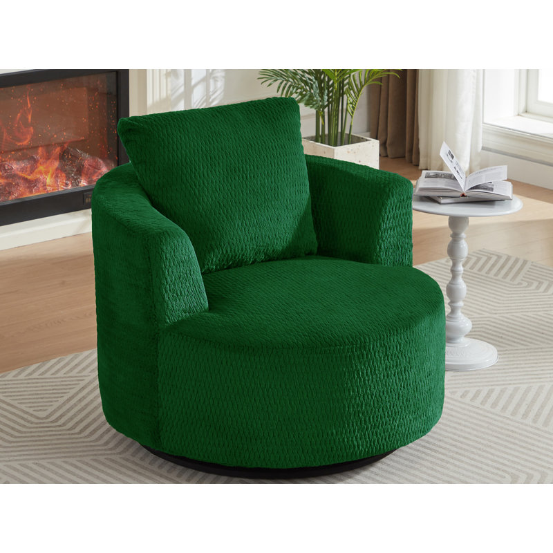 Fauteuil demi-tonneau pivotant en fausse fourrure, Vert