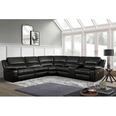 Jeanna 119.5" Modern & Contemporary 6-Piece Modular Power Reclining Sectional Sofa with Integrated Console and USB Charging Port by Latitude Run
