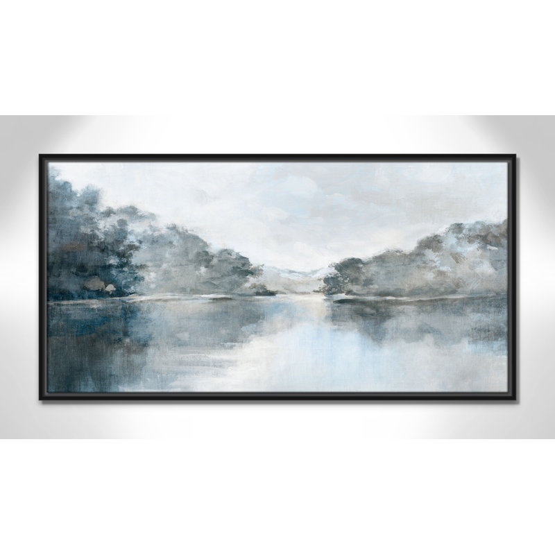 Whispers of the Blue Lake - Version panoramique, impression par Luna Mavis, H 19,5 po x l 37,5 po, Noir