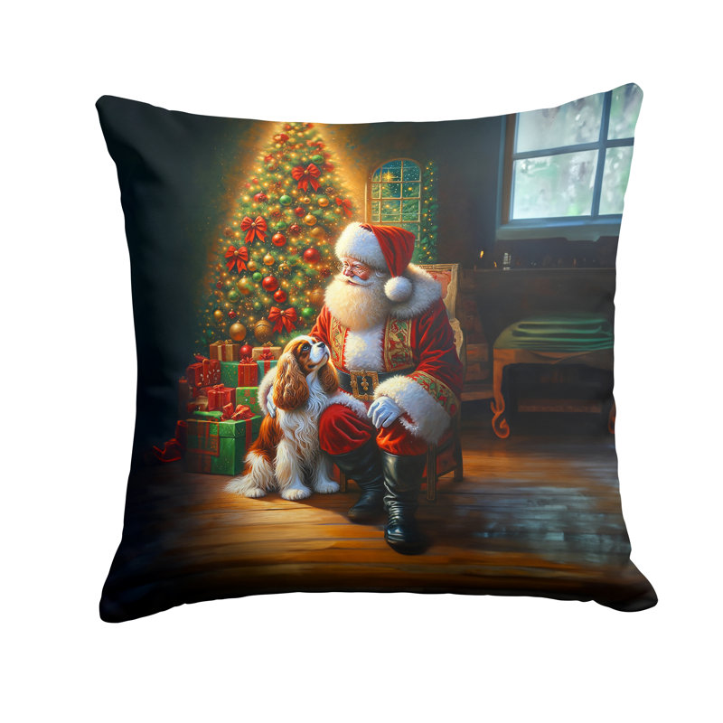 Coussin décoratif Cavalier Spaniel and Santa Claus, H 14 po x l 14 po