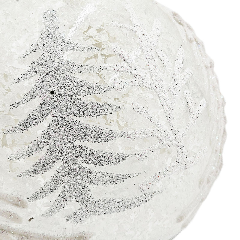 Glass Ball With Tree Pattern Ornament Set of 6 4"Dia. Frost
