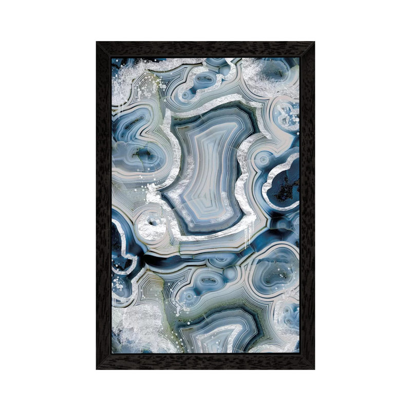 Sterling Sapphire Geode 1 Piece Floater Frame Wall Art on Canvas, 66.04 cm H x 45.72 cm W, Black Framed