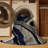 Machine Washable Orys Art Deco Arc Rug in Gray – Navy Binding-966690410
