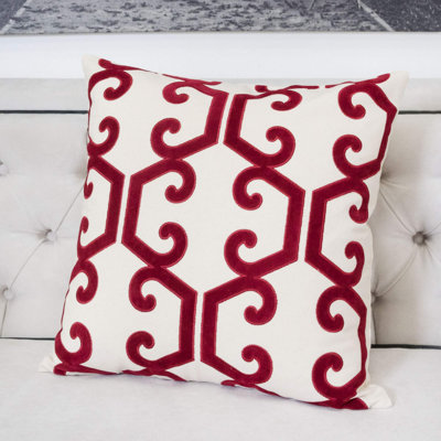  Applique Cotton Geometric Throw Pillow
