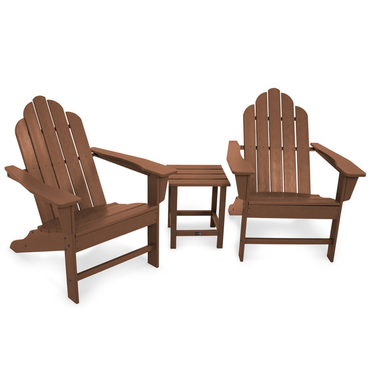 POLYWOOD Long Island Adirondack 3-Piece Set, Teak
