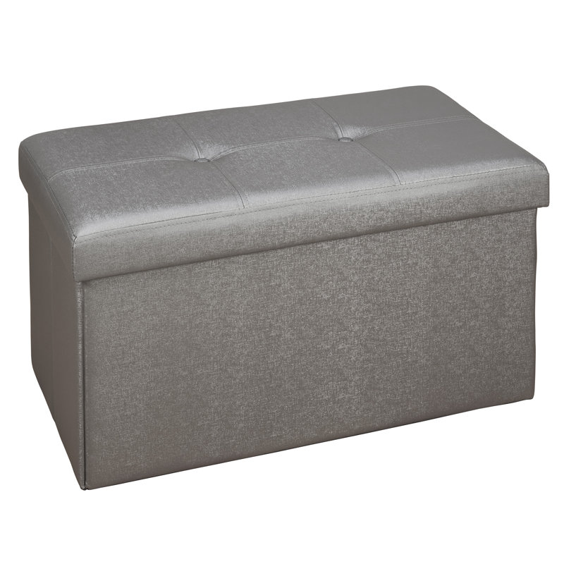 Hobert Faux Leather Ottoman, Pewter Faux Leather