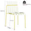 4 chaises à blocs de couleur à rayures modernes avec siège en PP imperméable blanc et jaune et pieds en métal, table de 55 pouces de long, utilisation intérieure / extérieure, métal de table léger, durabilité toutes saisons, structure rouille,
