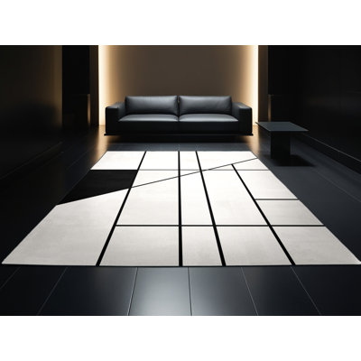 Tapis gris doux et moelleux à motif géométrique minimaliste
