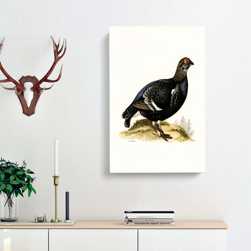 A Black Grouse by Von Wright - Wrapped Canvas Painting, 50cm H x 35cm W x 3cm D