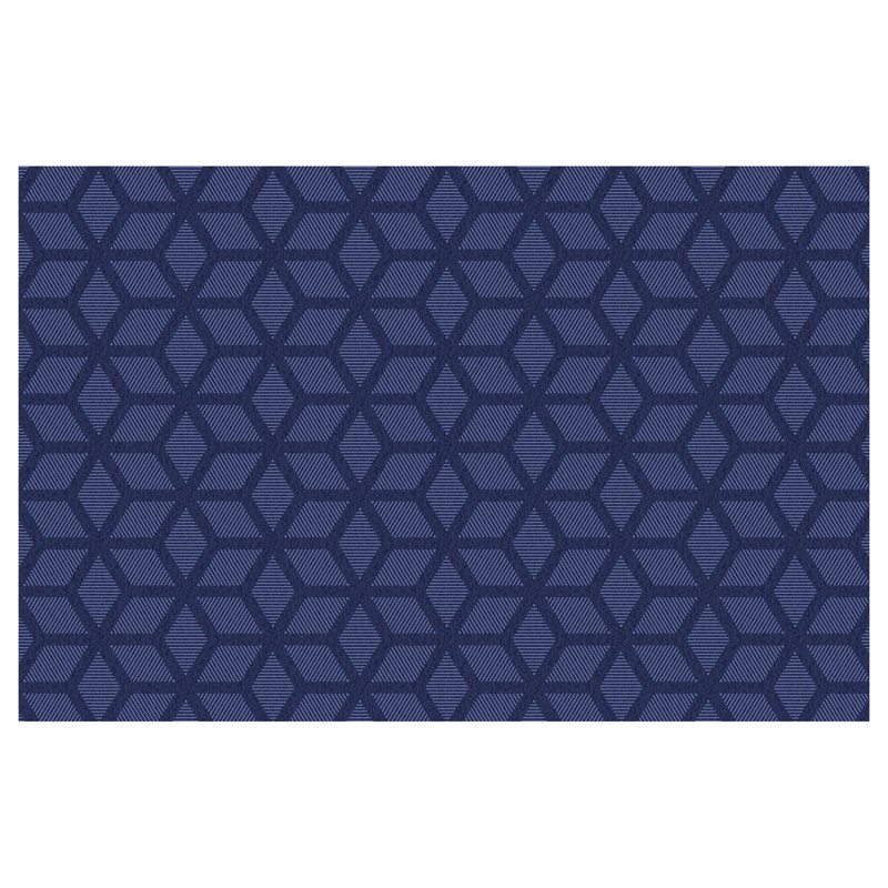 Tapis de cuisine à profil bas Un-Rug Cubics Rube par Matterly, Rectangle 2 pi x 3 pi, Bleu