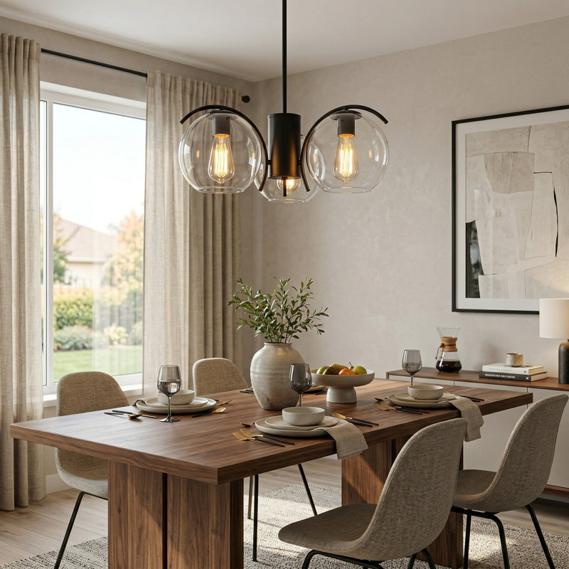 3-light Modern Black Chandeliers