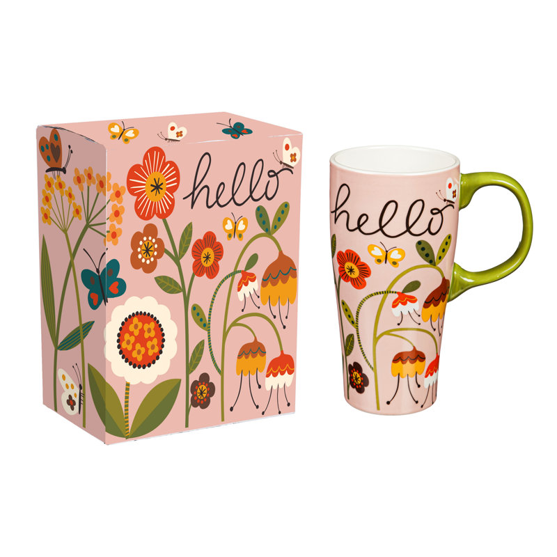 Tasse à latte essentielle en céramique 16 oz avec boîte, Hello