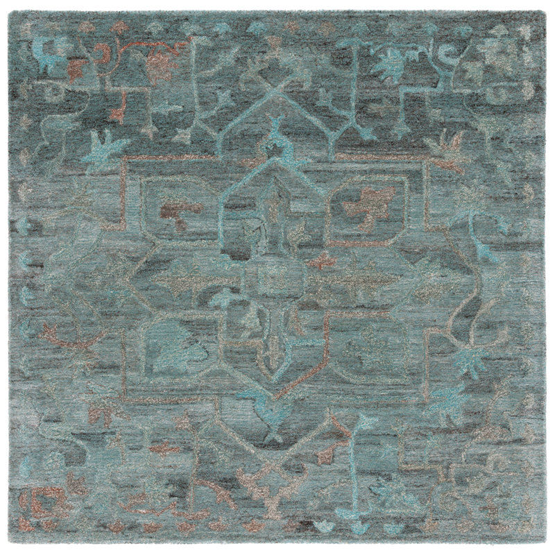 Sidea Tufted Performance Performance Oriental Rug, Square 6'
