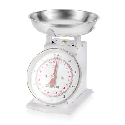 Geepas Mechanical Kitchen Scale Analogue, 5kg Capacity, White