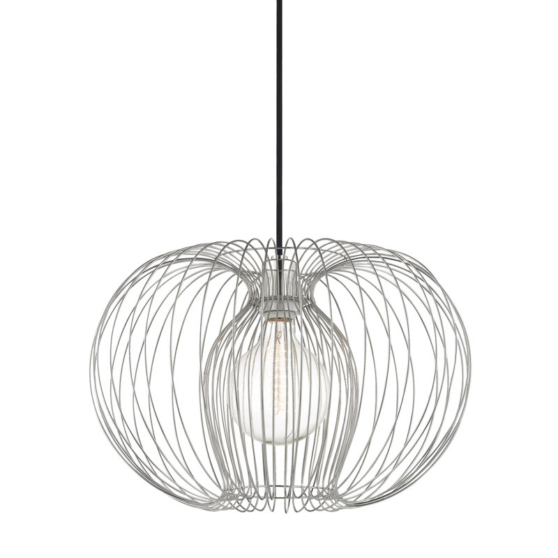 Jasmine 1 Light Pendant, Polished Nickel, 15" H x 17" W x 17" D