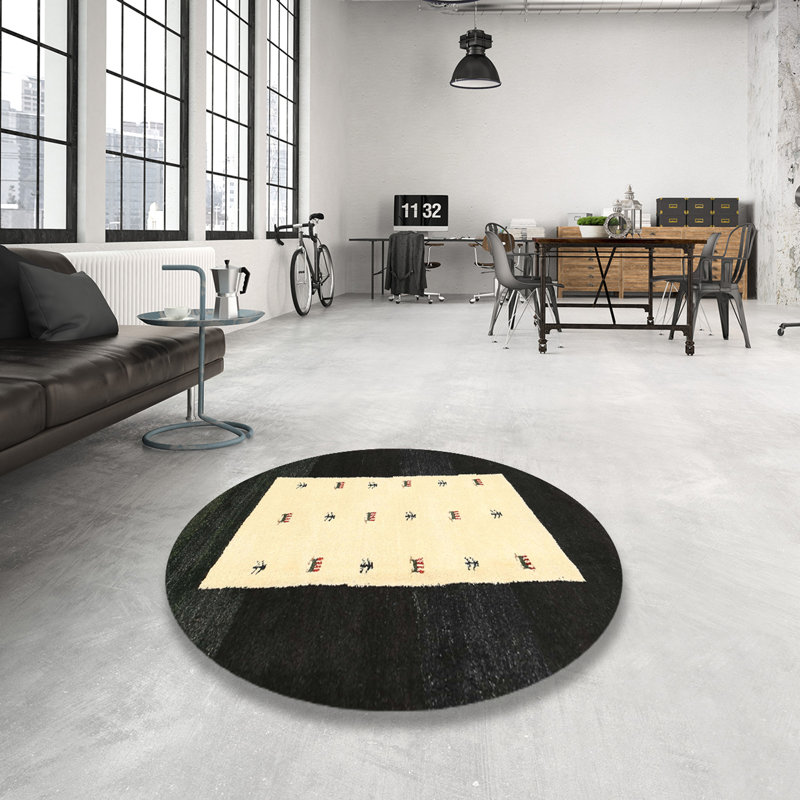 Tapis gris anthracite / beige Chichica, Rond 6 pi