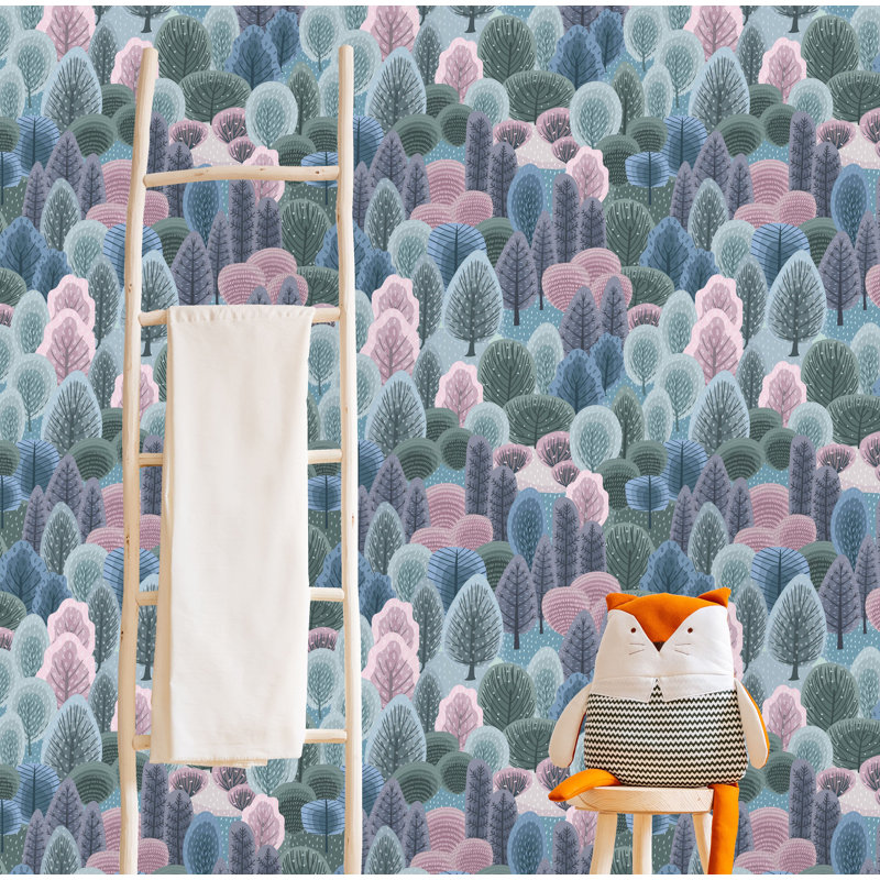 Rouleau de papier peint adhésif Prudenville Winter Forest, L 16,67 po x l 25 po