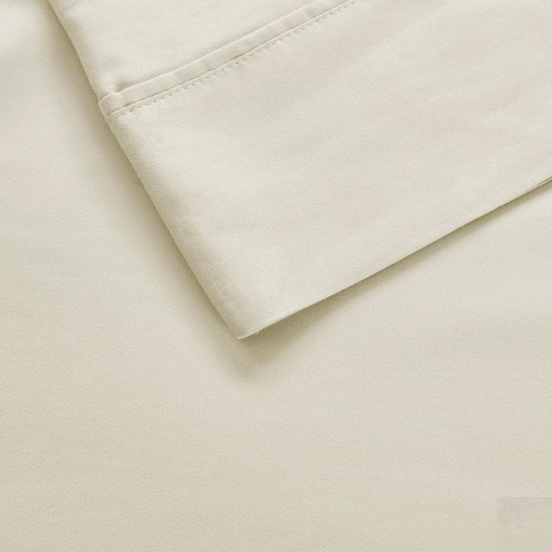 Ensemble de draps 4 pièces en mélange de coton à température intelligente, ivoire, pour un sommeil confortable et équilibré
