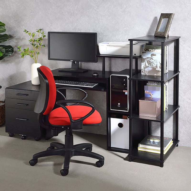 44.43 Inches Tall Black Bookshelf With 4 Shelves - Increases Storage Capacity 24.5 Deep Provides Extra, Black
