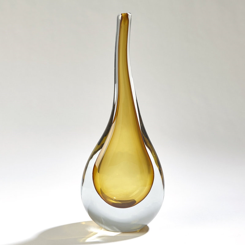 Stretched Neck Vase-Amber-Lg