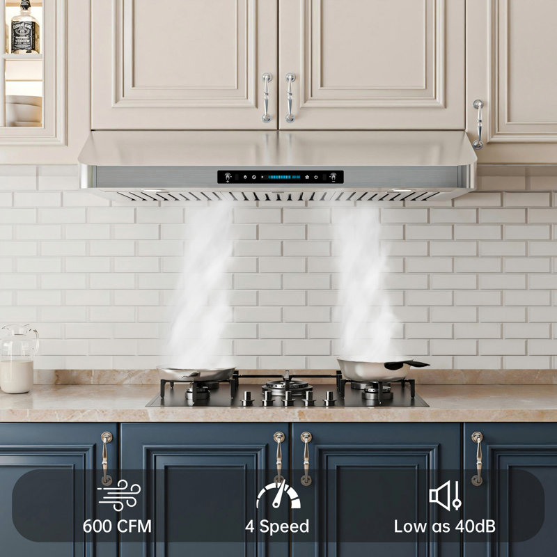 42" 600 CFM Ducted Under Cabint Range Hood in Stainless Steel with 10-Year Warranty, 3-Way Venting and Gesture Control, 42"