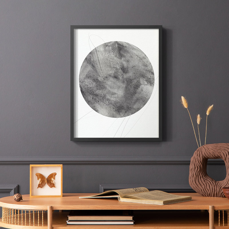 Graphite Moon II, reproduction encadrée - bois massif, Noir, H 14 po x l 11 po