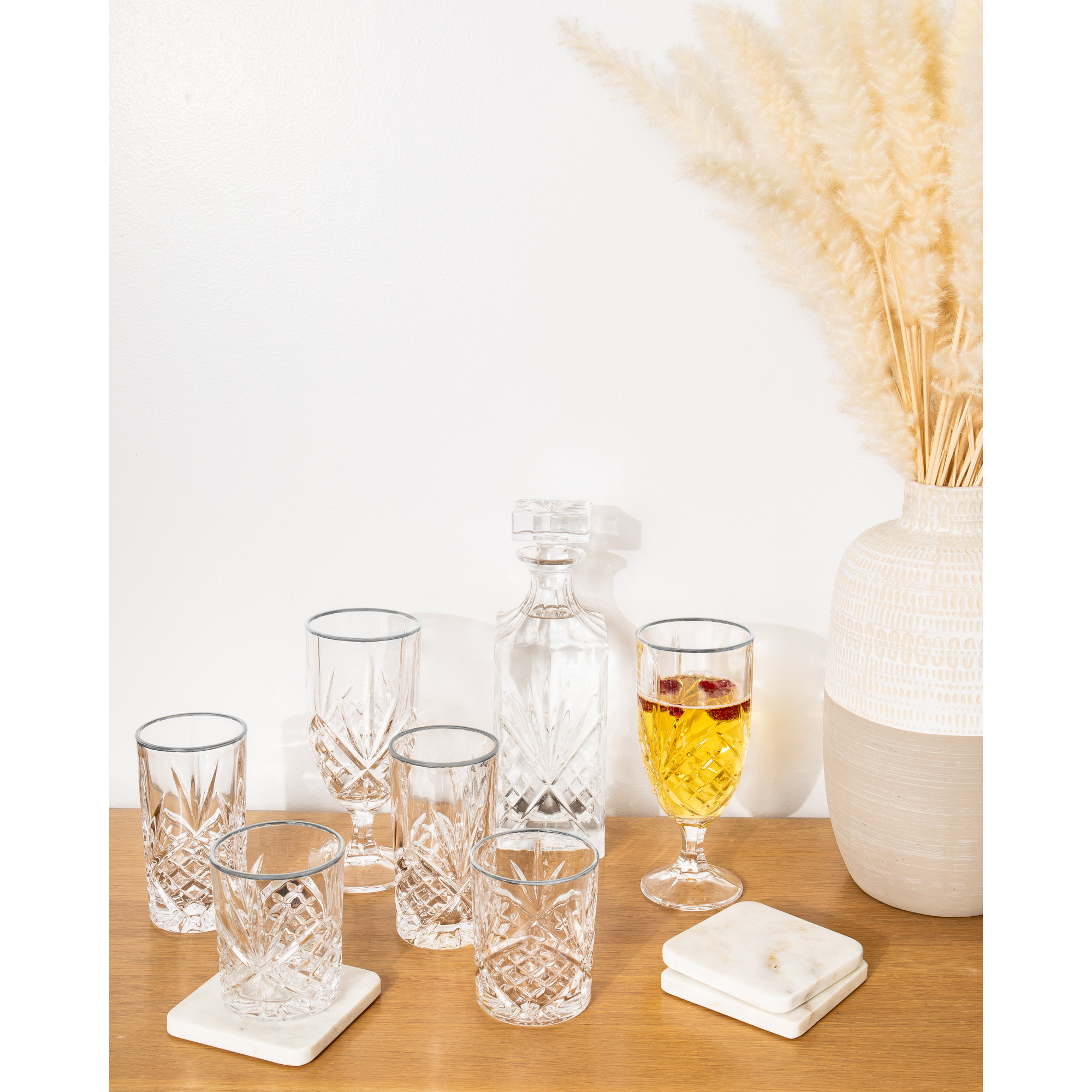 Dublin Crystal Gold Rim Highball Glass 12oz, Platinum