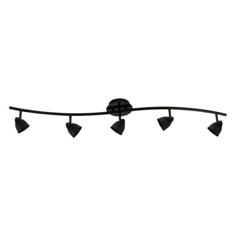 Ensemble de rail d'éclairage 5 lumières Alberto, Bronze foncé, Treillis en acier brossé