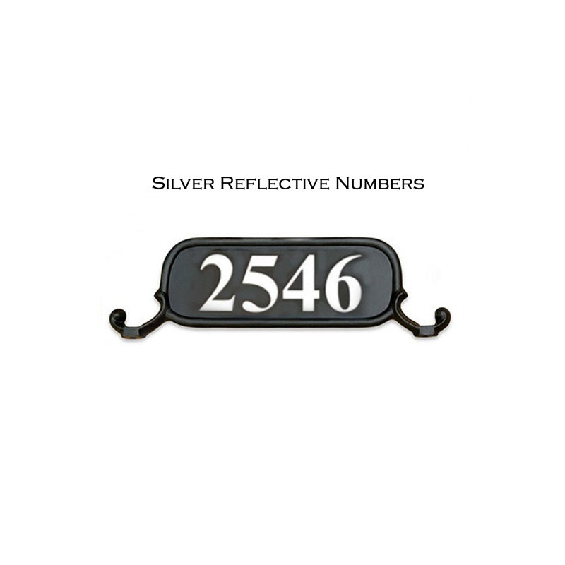 Plaque d'adresse personnalisée en aluminium Williamsburg, Argent, réfléchissant, Oui